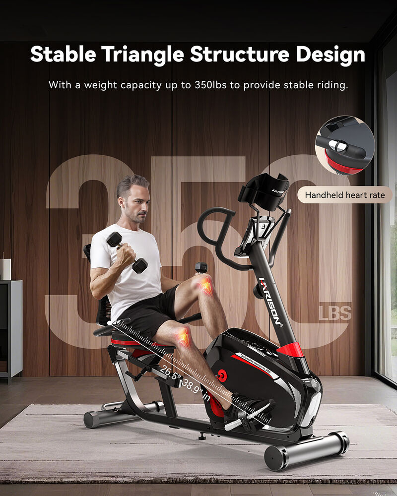 HARISON Pro Magnetic Recumbent Bike for Adults & Seniors, Heavy-Duty 400 lb Capacity Exercise Bike (HR-B8A) image number 2