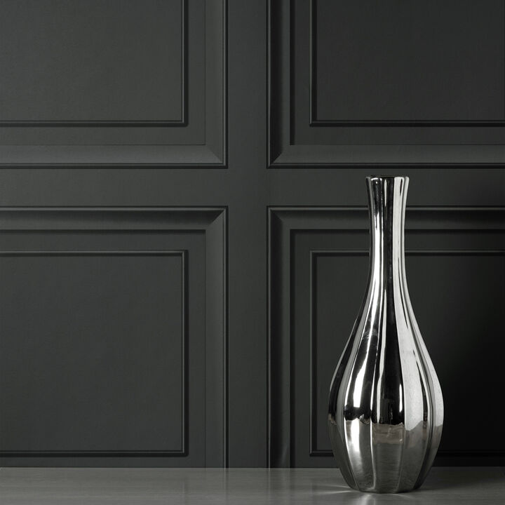 Distinctive Dark Grey Square Panel Wallpaper