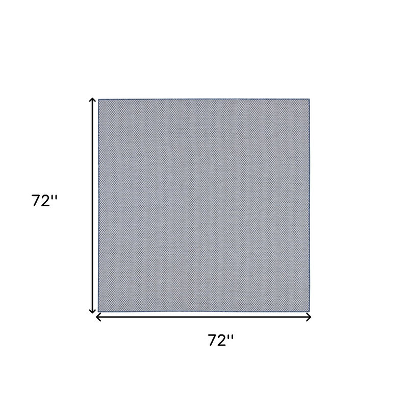 HomeRoots 6' Ivory And Blue Square Geometric Indoor Outdoor Area Rug image number 2