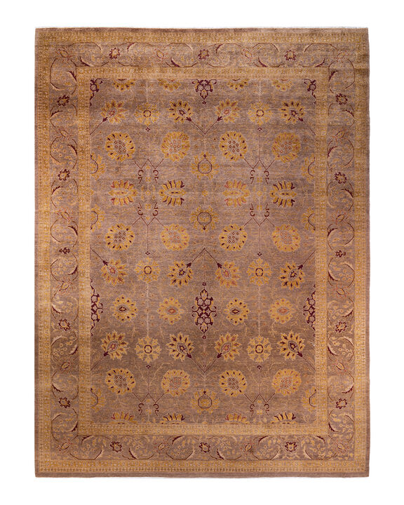 Eclectic, One-of-a-Kind Hand-Knotted Area Rug  - Brown, 9' 2" x 12' 5"