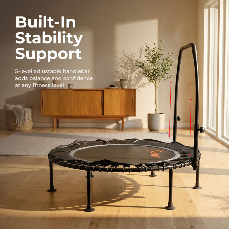 Sunny Health & Fitness Active Quiet Fitness 48" Trampoline with Adjustable Stability Handlebar image number 3