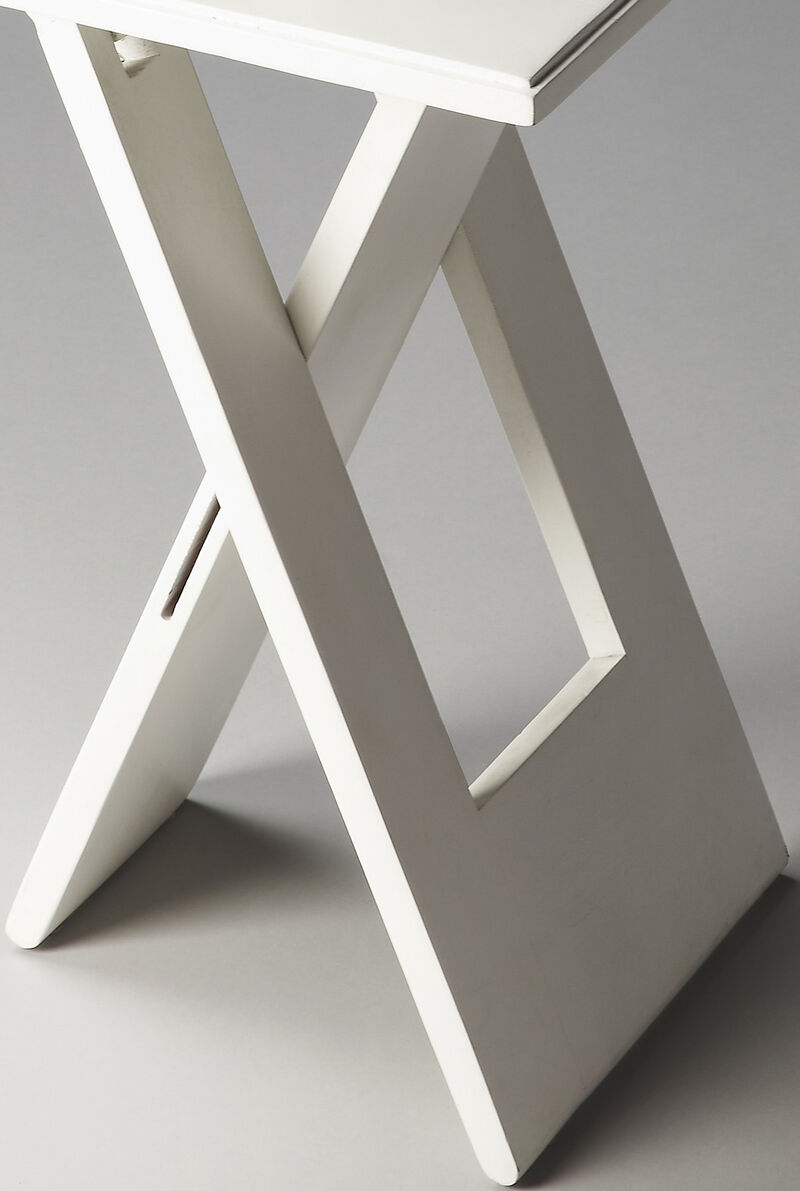 Hivvago 18 Inch White Solid Wood Square Folding End Table