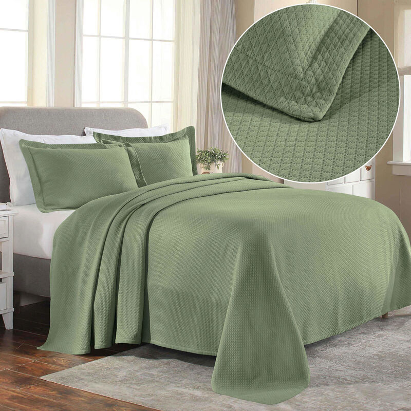 Lightweight Cotton Bedspread Set with Diamond Matelasse Design image number 2