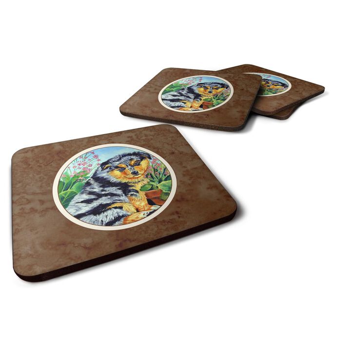 Caroline's Treasures 7045FC Australian Shepherd Puppy Foam Coasters (Set of 4), 3.5, Multicolor
