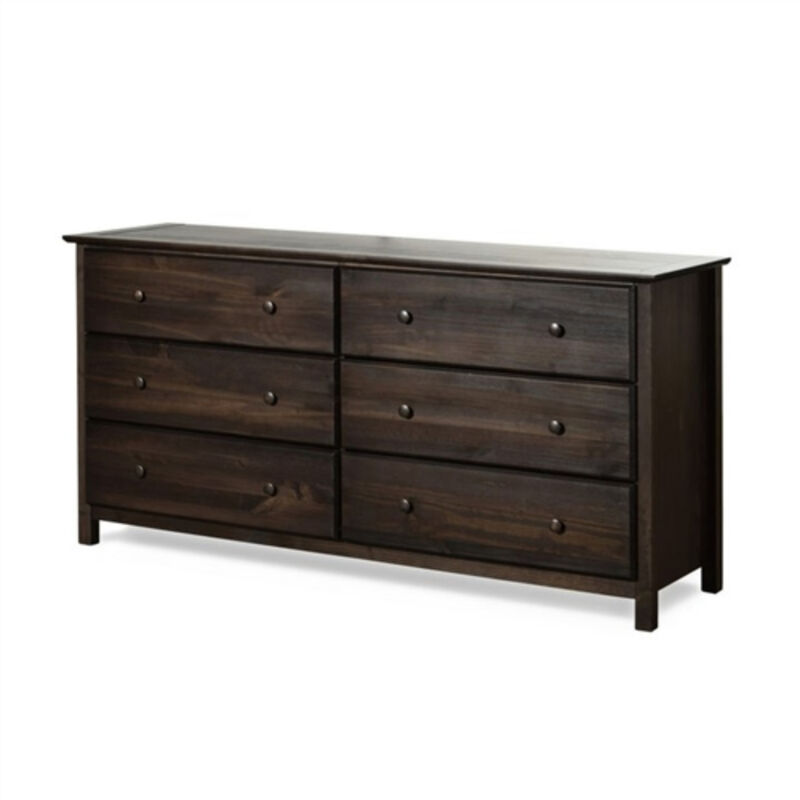 Farmhouse Solid Pine Wood 6-Drawer Dresser &ndash; Rustic Bedroom Storage Cabinet