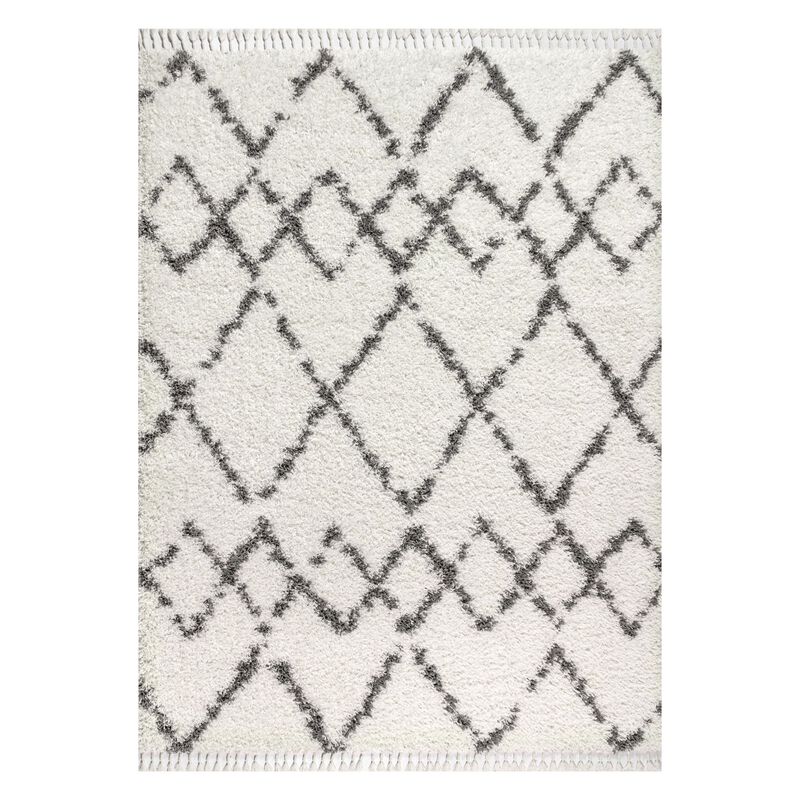 Mercer Shag Plush Tassel Moroccan Tribal Geometric Trellis Area Rug