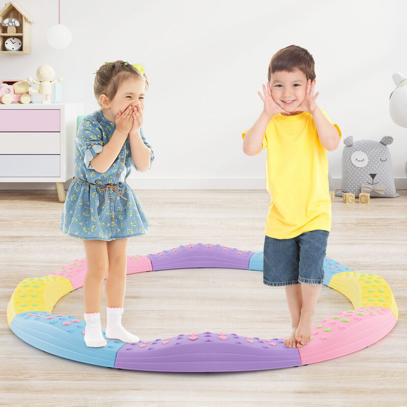 Colorful Kids Wavy Balance Beam with Textured Surface and Non-slip Foot Pads
