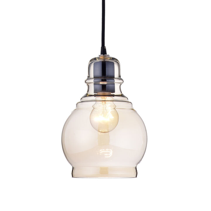 Venetian Antique Black Mini Pendant with Cognac Round Glass