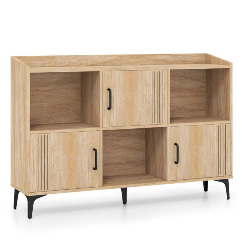Hivvago Sideboard Storage Cabinet Bookcase with 3 Doors and Open Compartments