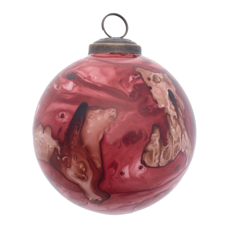 Marbled Glass Bauble Ornaments (Set of 6) &ndash; Unique Hand-Painted Christmas Ornaments for Tree & Wreath