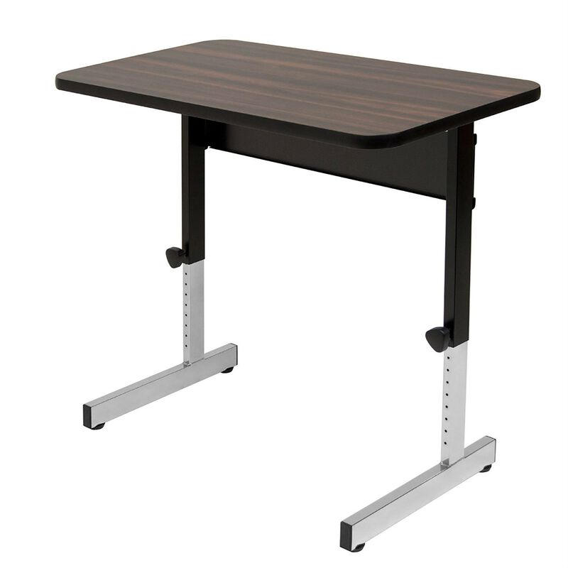 Hivvago Stand Up Desk Adjustable Height Sitting Standing Writing Table in Walnut image number 0