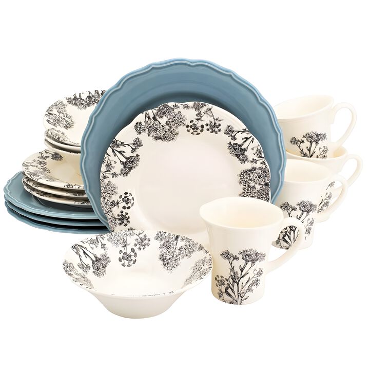 Euro Ceramica Savannah Collection 16 Piece Elegant Ceramic Dinnerware Set, Service for 4