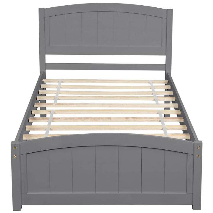 Whisen Twin Size Platform Bed with Sturdy Pinewood Frame and Legs - White