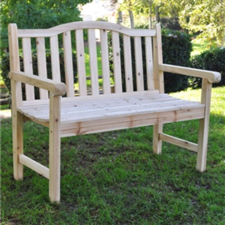 QuikFurn Outdoor Cedar Wood Garden Bench in Natural with 475lbs. Weight Limit