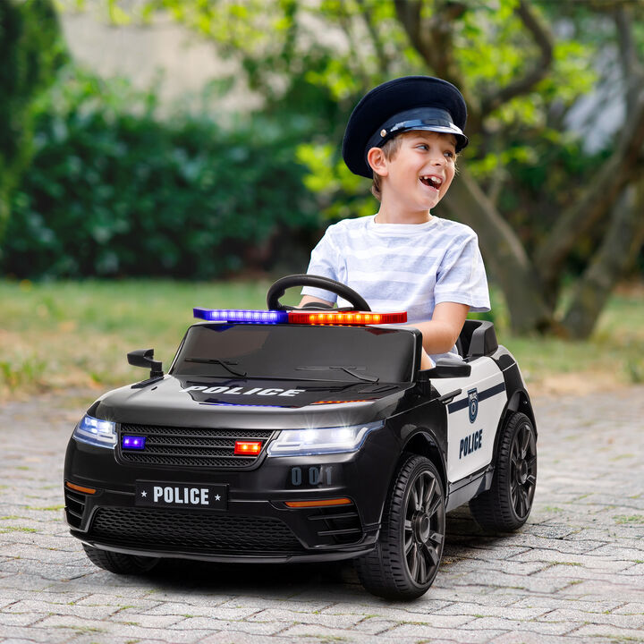 BreeBe 12V Kids Ride on Car w/ Remote Control, Siren, Light, Music, Spring Suspension, Horn & Transport Wheel
