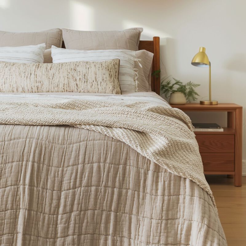 Gray Quilted Bedspread image number 2