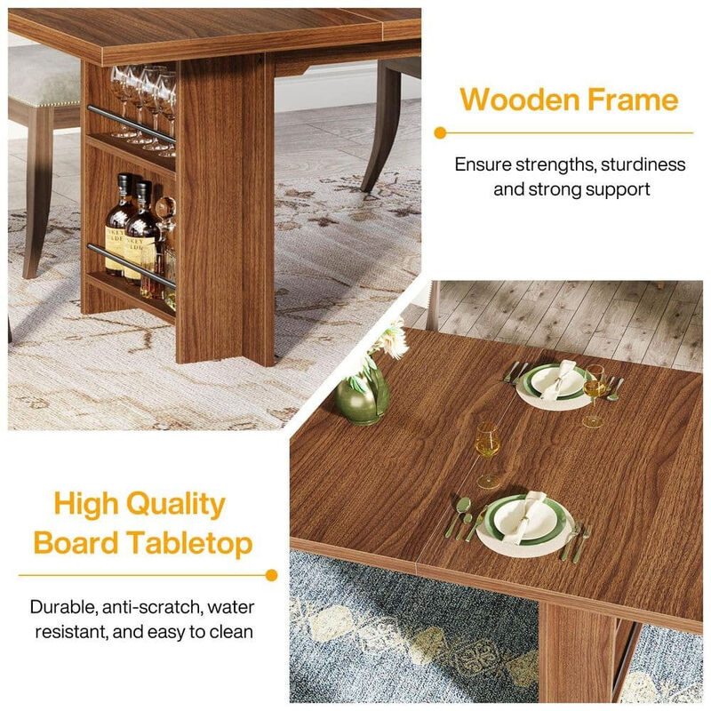 Tribesigns 63" Farmhouse Dining Table Wooden Kitchen Table image number 6