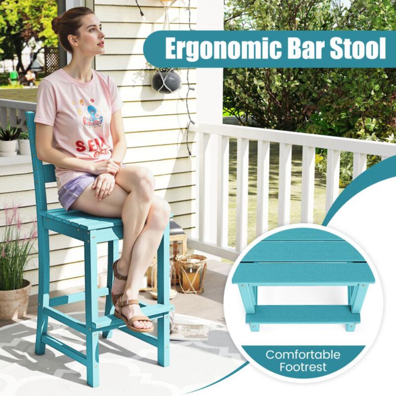 Hivvago Counter Height HDPE Bar Stool with Backrest and Footrest