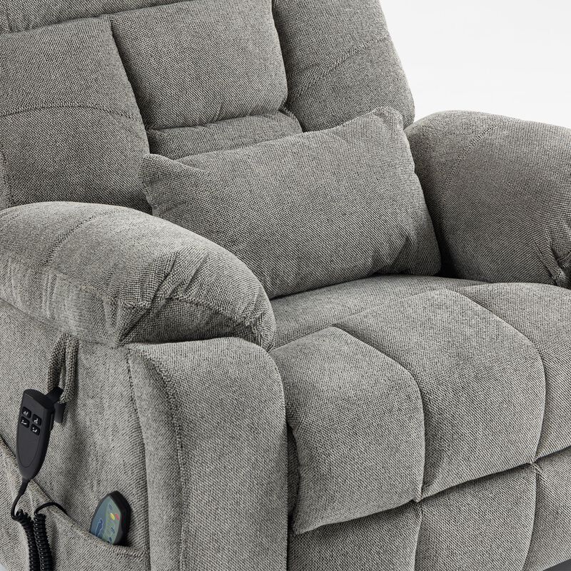 Velvet Electric Lift Recliner with Heating and Massage, Power Lift Sofa Chair with 2 Pocket Cup Holders, 2 Remote Controls, Dual OKIN Motors image number 3