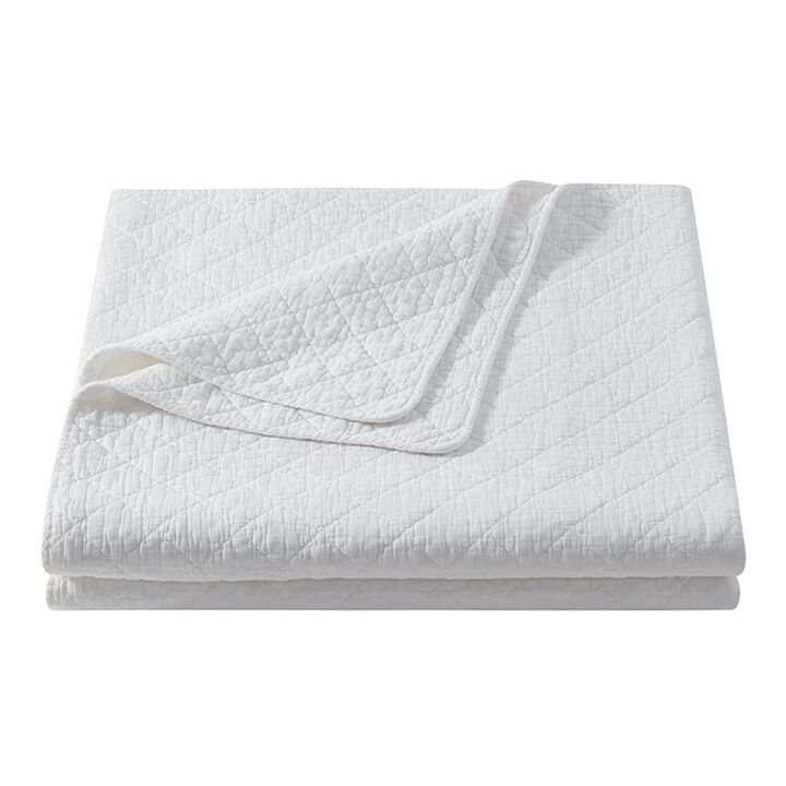 Stonewashed Cotton Gauze White Twin Quilt Set