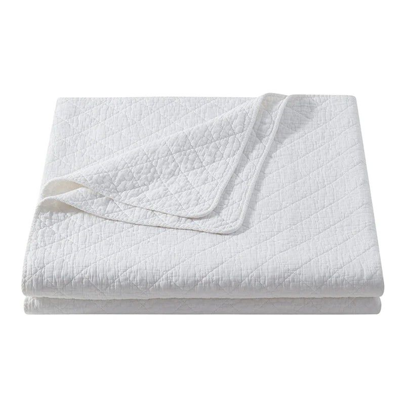 Stonewashed Cotton Gauze White Twin Quilt Set image number 0