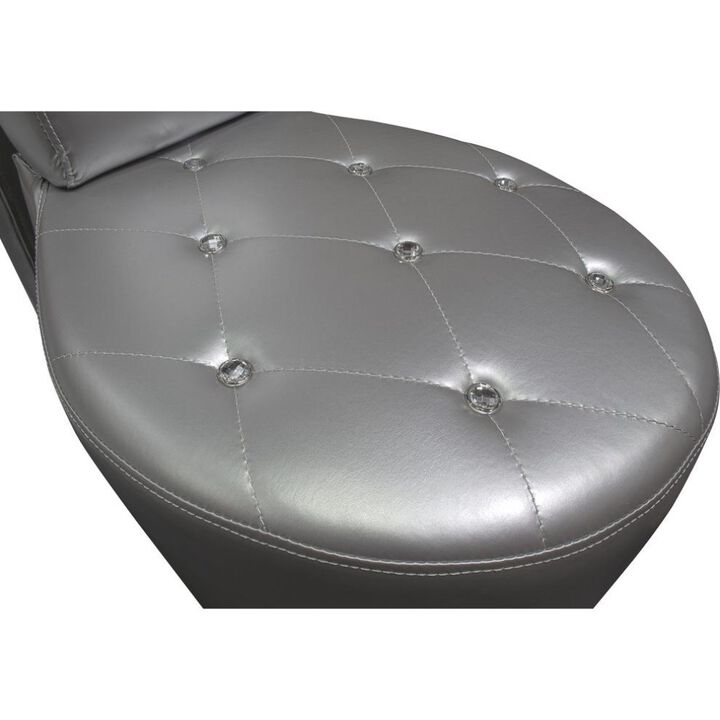 Best Master Furniture Best Master High Heel Faux Leather Crystal Studs Shoe Chair In Silver
