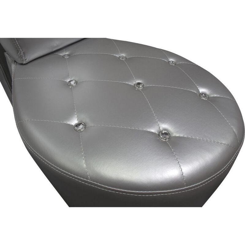 Best Master Furniture Best Master High Heel Faux Leather Crystal Studs Shoe Chair In Silver