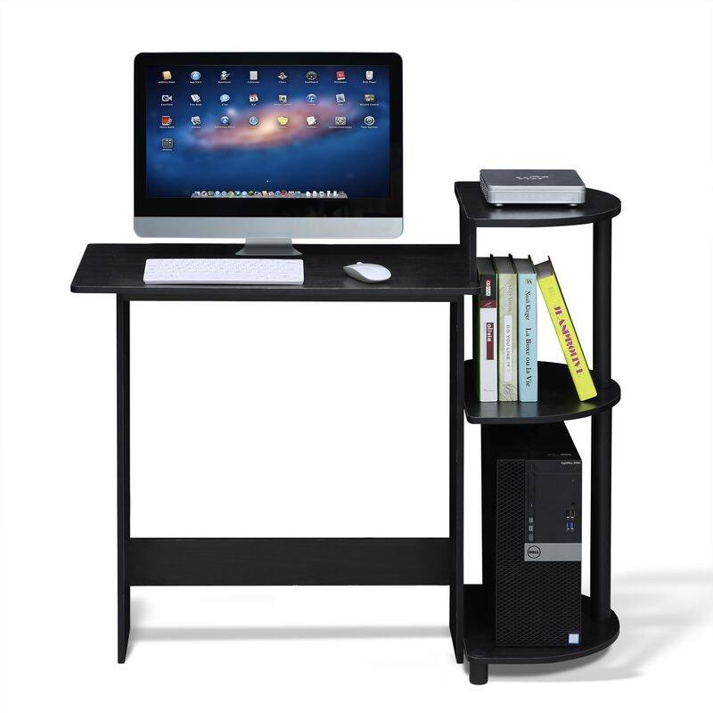 Furinno Furinno Compact Computer Desk with Shelves, Americano/Black, 11181AM/BK