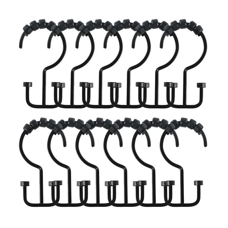 Metal Double Shower Curtain Hooks, Set of 12 image number 4