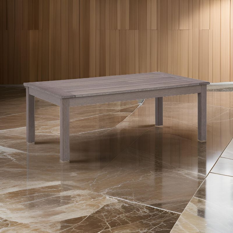 Karo 49 Inch Outdoor Coffee Table, Slatted Top, Modern Style, Taupe Brown - Benzara image number 7