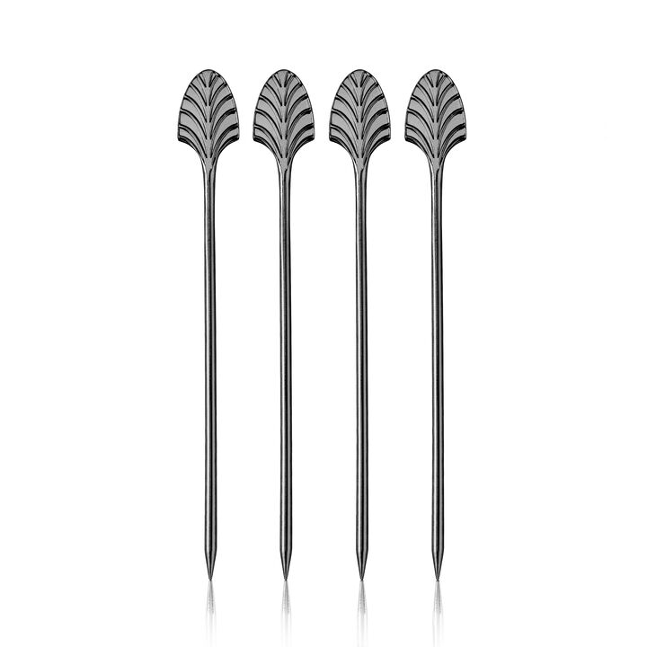 Art Deco Cocktail Picks in Gunmetal Set of 4