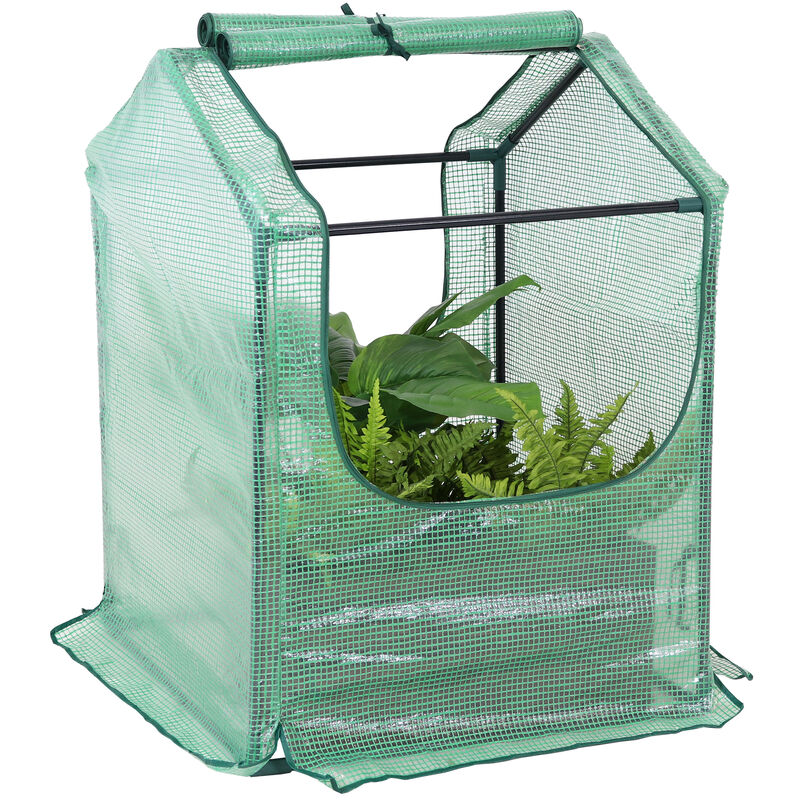 Sunnydaze 2 x 2 ft Steel PVC Panel Mini Greenhouse with 2 Doors - Green