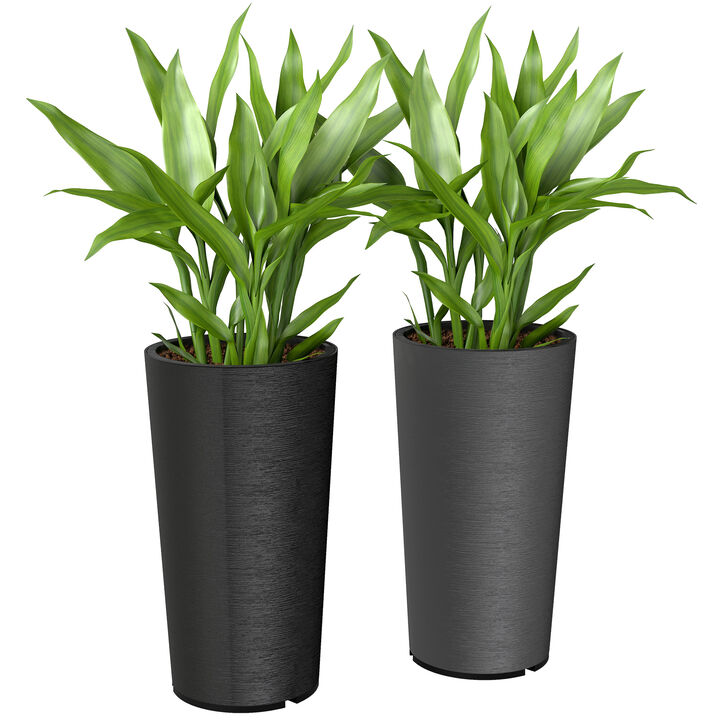 Hivvago 29 Inch Plastic Outdoor Flower Pots, 2-Pack