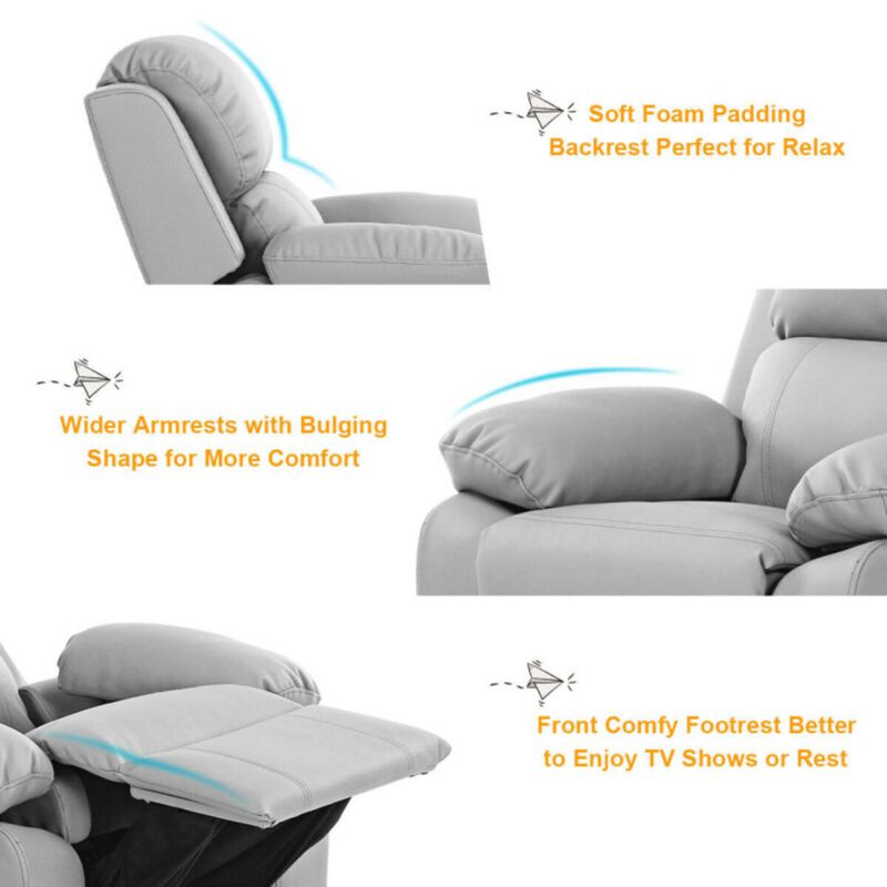 Kids Deluxe Headrest  Recliner Sofa Chair with Storage Arms