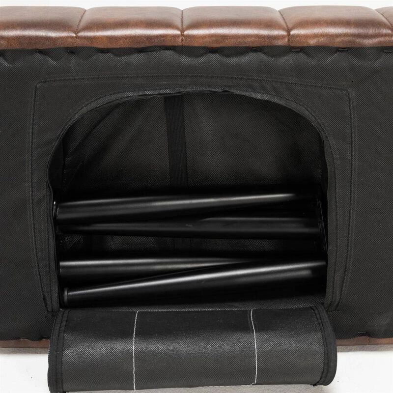 Hivvago Mid-Century Modern End of Bed Bench with Black PU Leather Seat and Tapered Legs