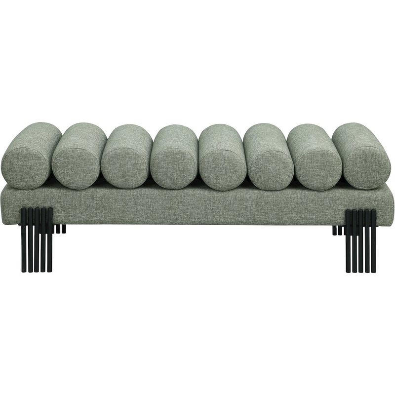 Meridian Furniture Akeela Green Linen Textured Fabric Bench