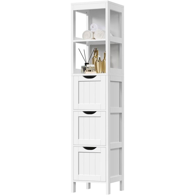 Vertical Bathroom Storage Cabinet Tower with 3 Drawers and 2 Shelves