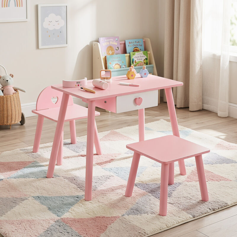 Kids Pretend Nail Salon Playset with Wooden Makeup Set - Pink image number 3
