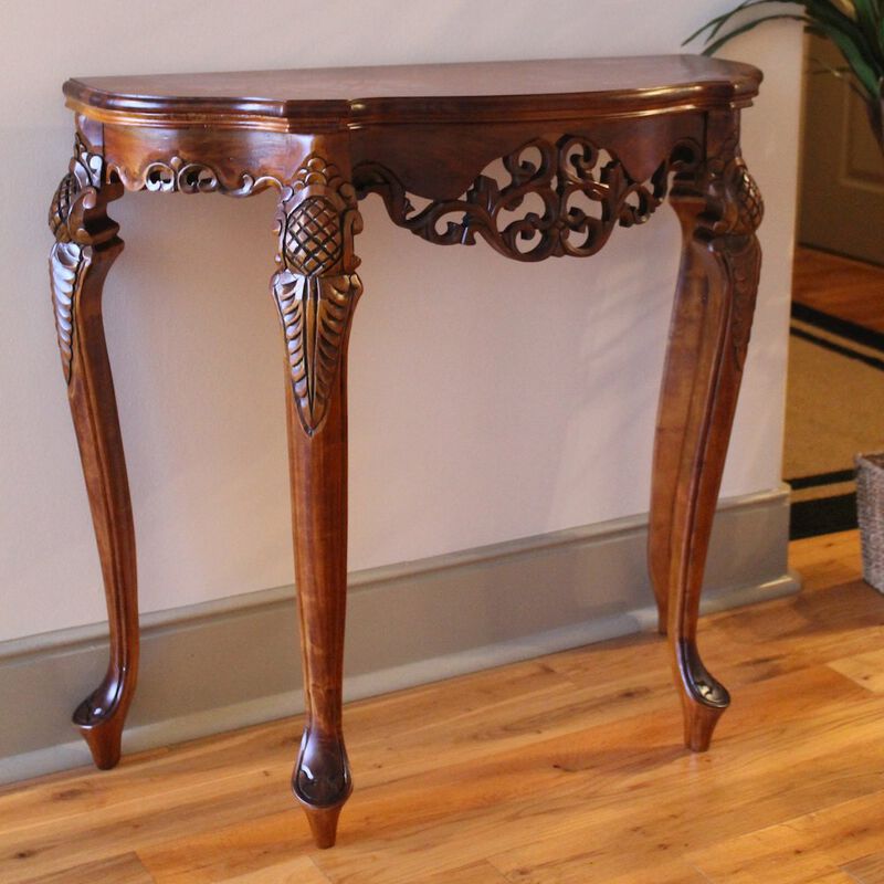 Half Moon Wood Console Table
