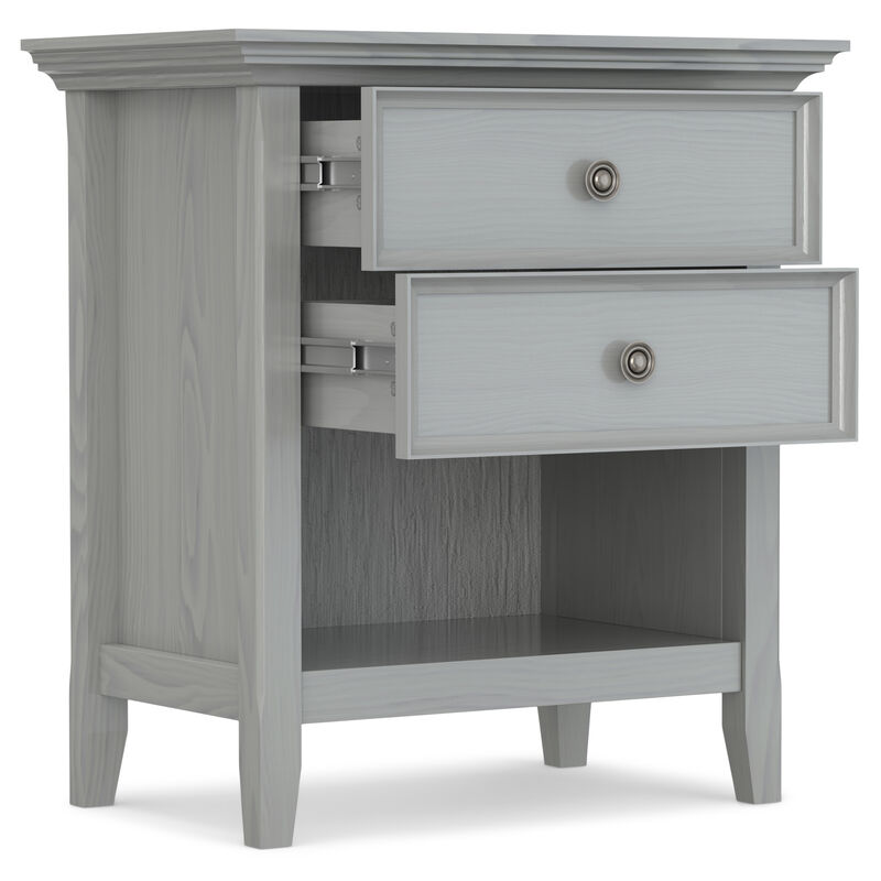 Amherst SOLID WOOD 24 inch Wide Traditional Bedside Nightstand Table in Fog Grey