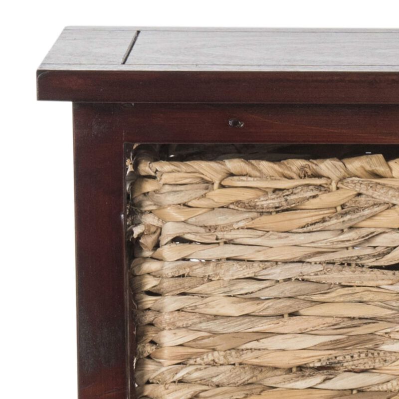 SAFAVIEH American Homes Collection Halle Distressed Black 3 Wicker Basket Storage Side Table