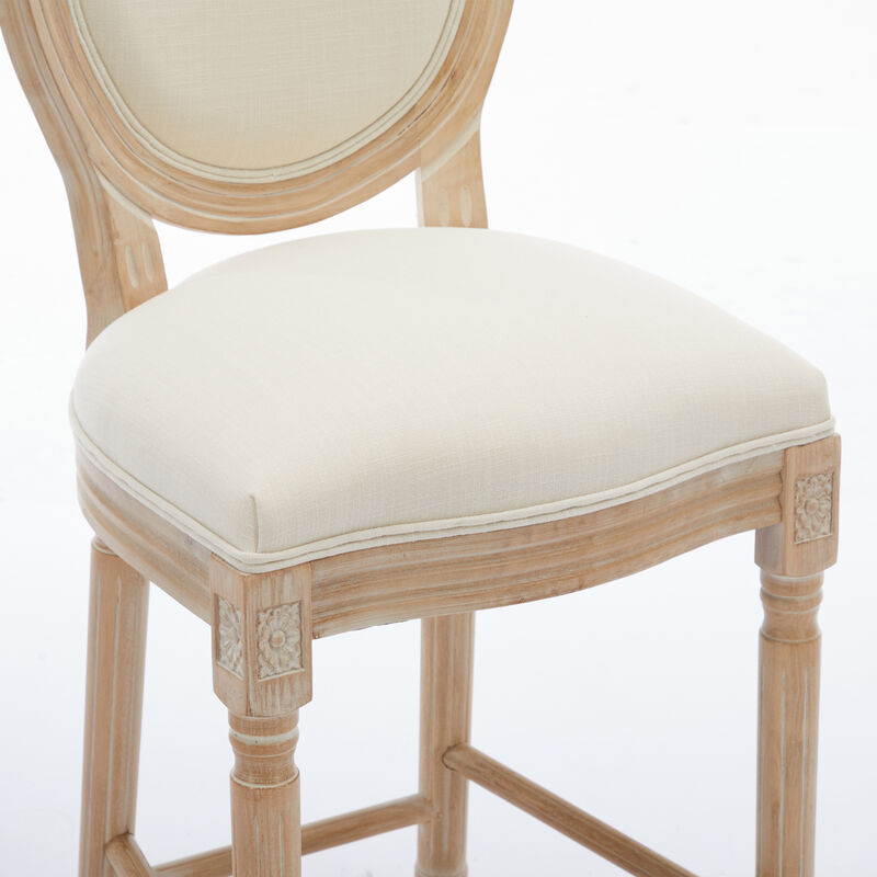Streamdale Solid Wood Bar stools Set of 2, Classic French Country Wooden Barstools with Upholstered Seating image number 6