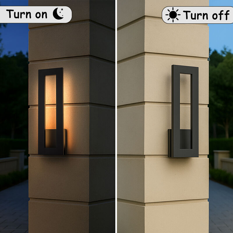 H20'' Modern Outdoor Integrated LED Wall Light 24W Matte Black Linear Exterior Sconce with Frosted Acrylic Shade Up/Down Wall Mount for Porch Patio Garage Entryway image number 6
