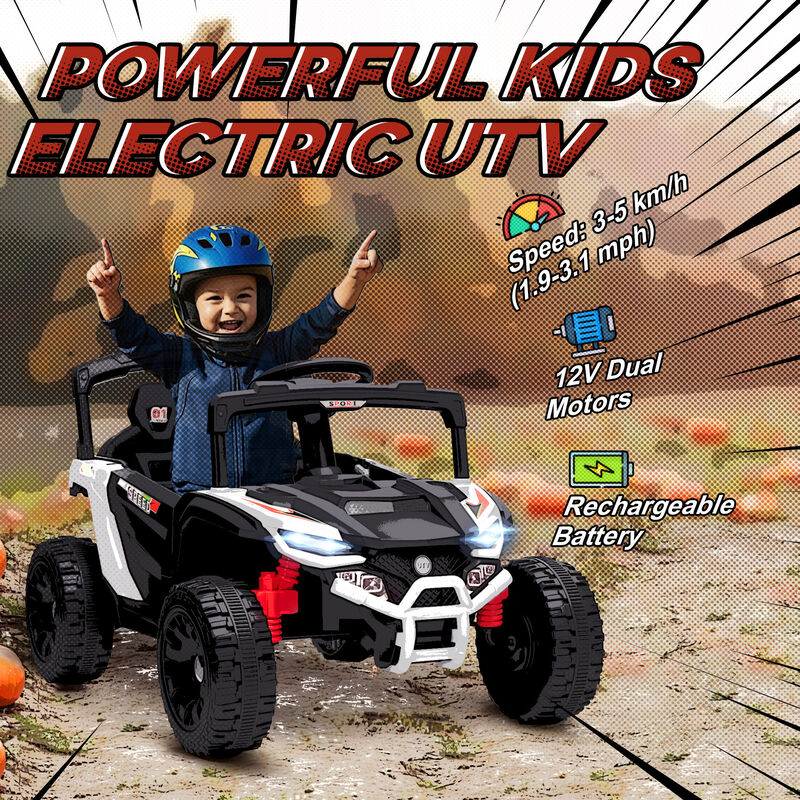 BreeBe 12V Kids Ride On Truck, Battery Powered Electric UTV Vehicle with Rear Suspension, Remote Control image number 3