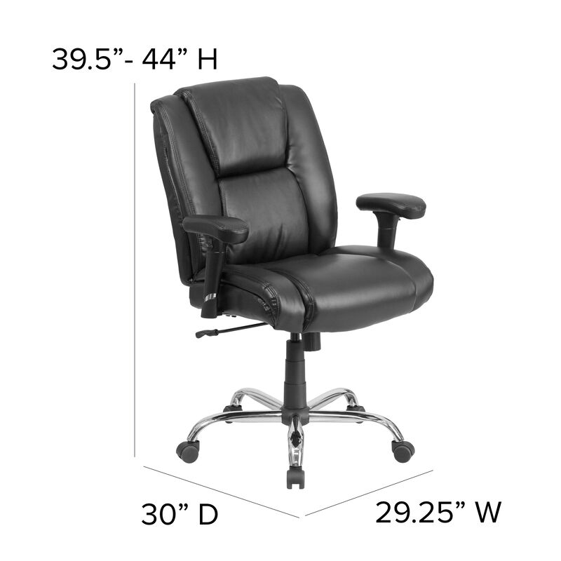 HERCULES Series Big & Tall 400 lb. Rated LeatherSoft Ergonomic Task Office Chair with Chrome Base and Adjustable Arms image number 4