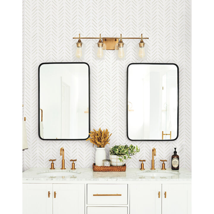 Painted Herringbone Off White Wallpaper (Set of 2)