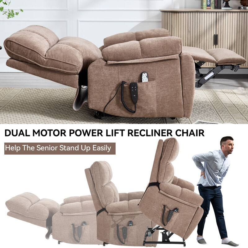Heat Massage Recliners, Infinite Position Oversized Electric Power Lift Recliners with Hidden Cup Holders