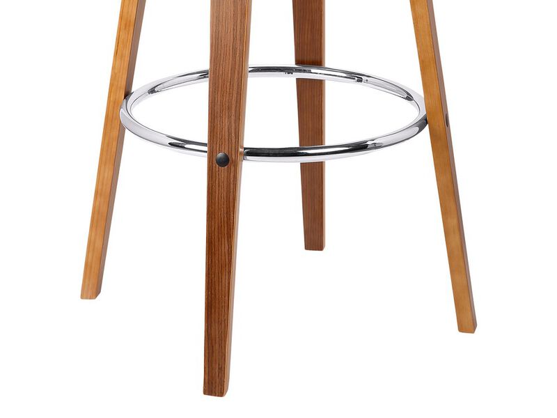Leatherette Swivel Wooden Barstool with Curved Back, Brown-Benzara image number 7