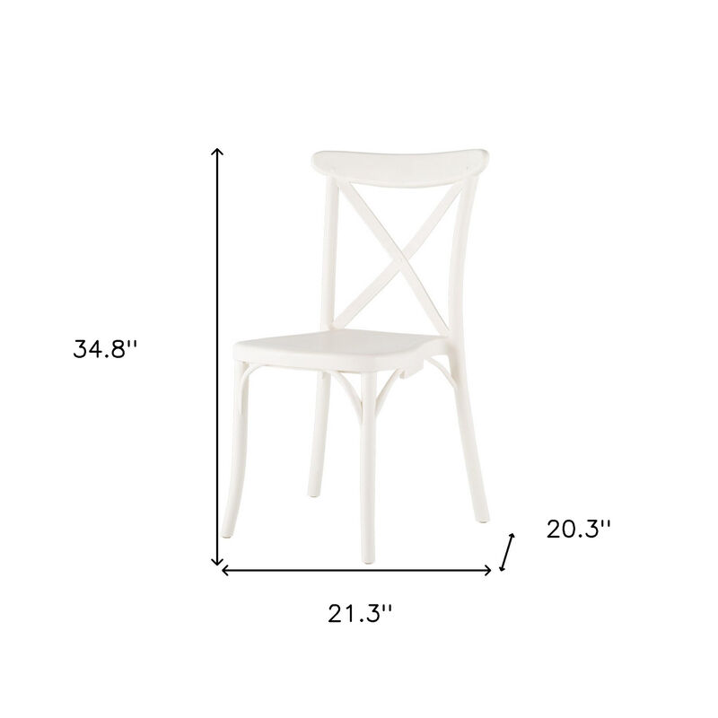 HomeRoots Set of Two White Heavy Duty Plastic Outdoor Stacking Dining Chairs image number 5