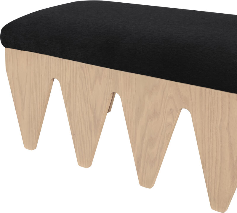 Meridian Furniture Altair Black Velour Fur Fabric Bench